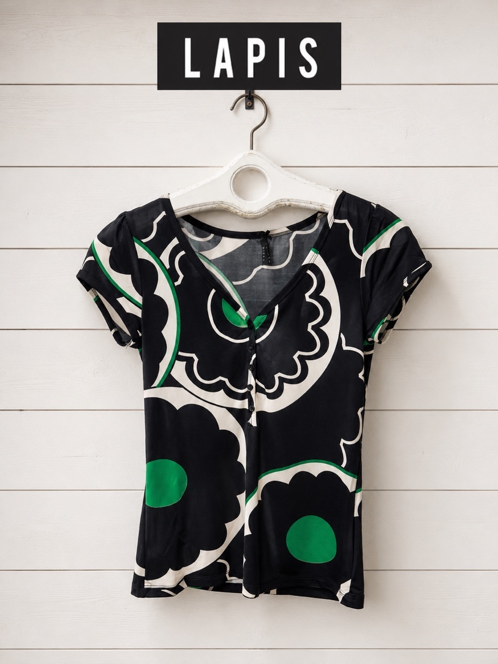 LAPIS Y2K Abstract Floral Print Top Size S